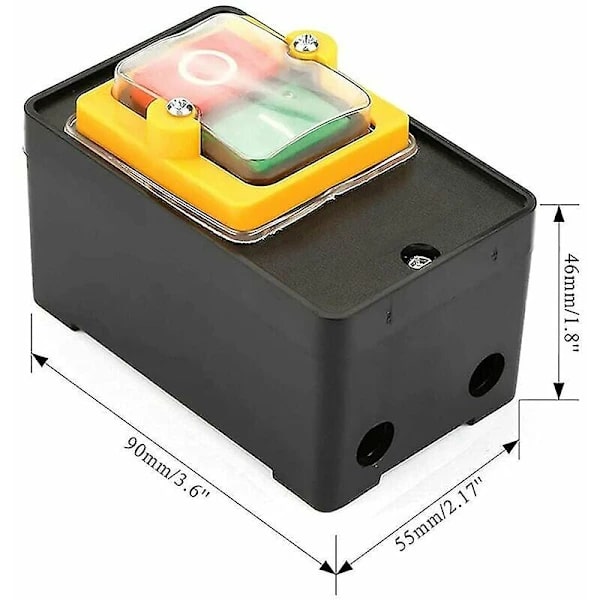 Push Button Switch, AC220V/380V 10A Single Phase/Three Phase Waterproof Power Control Push Button Switch, On/Off Control Button with Housing, Power Switch