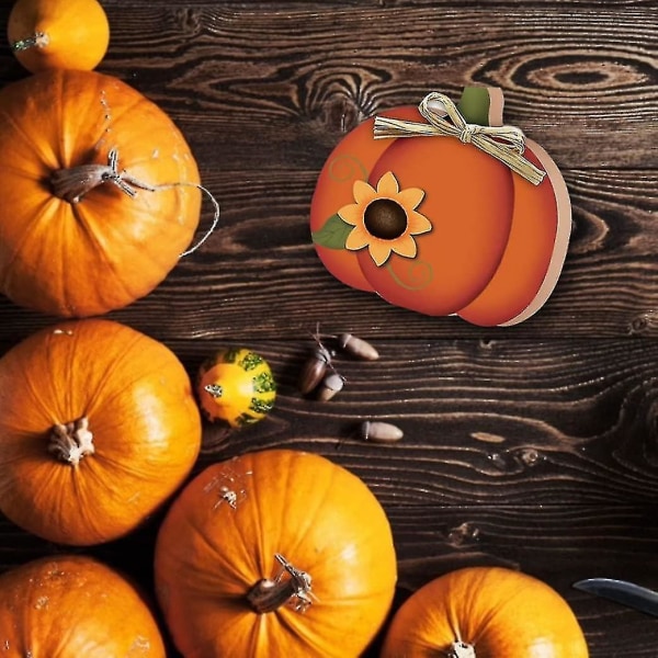 Thanksgiving Træborddekoration Bordpynt Græskar Kalkun Midtpunkt Efterår Brun, Orange 3stk