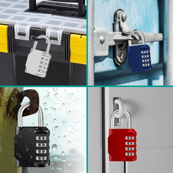 Combination Padlock, 4-Digit Code Lock, Gym Lock, School Locker Lock, Weatherproof Outdoor Combination Lock