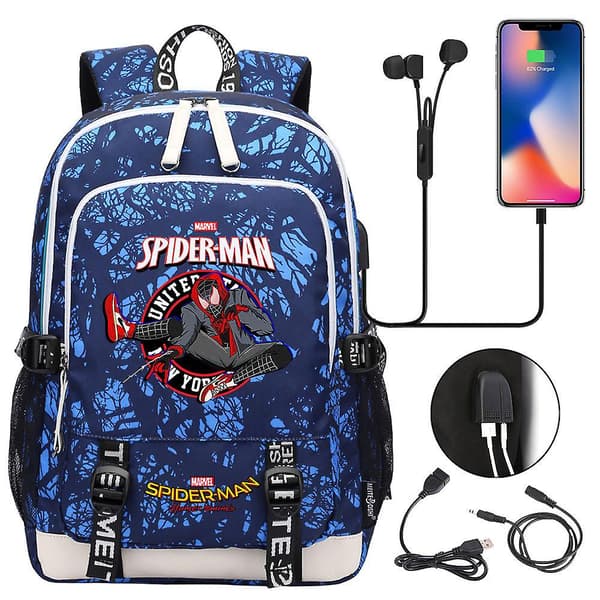 Spiderman USB-ryggsäck för pojkar, flickor, barn, tonåringar, studenter - Skolväskor för kvinnor, män - Laptop, resväska