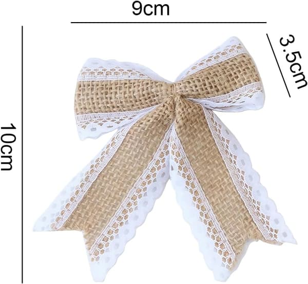 10 st Jute Fluga Rustik Handgjord Rosett Prydnad Bröllopsdekor Dekoration för Hantverk och Förpackning