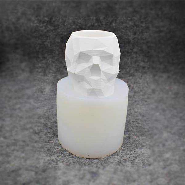 Modern Resin Skull Head Flower Pot Mold Geometric Skull Conc