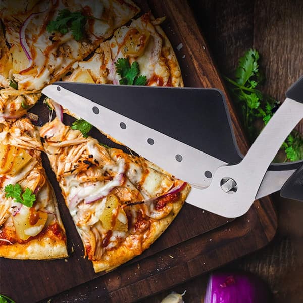 Pizzasaks Kutter Rustfritt Stål Pizzaspade Skjærer Pizzakutter med Mykt Grephåndtak