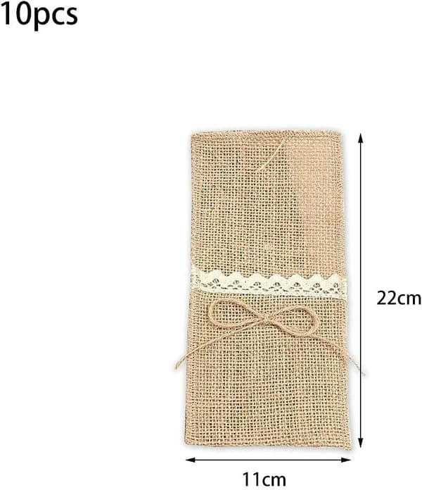 10 stk., blonde jute bestikkpose, blonde jute bestikkpose, middag