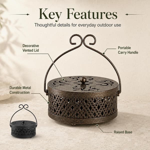 Two-pack mosquito coils with handle, portable retro-style incense burners, suitable for both indoor and outdoor use