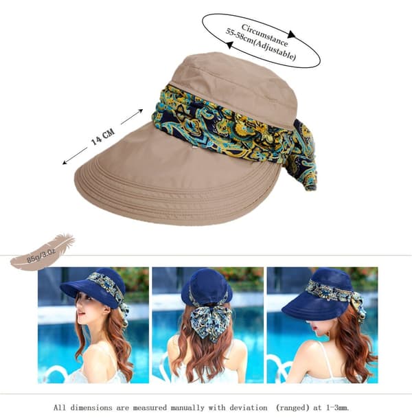Pakbar, formbar, ekstra stor solhat, vendbar, UPF 50+, strandhat khaki khaki