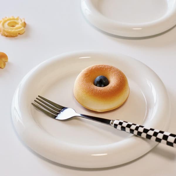 Vit keramisk fruktsalladsfrukostbricka - Vit