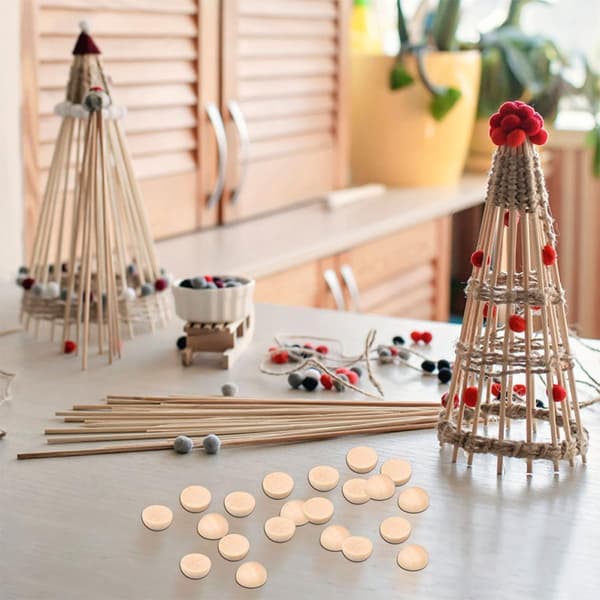 300 Pcs Unfinished Hemispherical Wood Beads Natural Wood Lightweight Smooth Surface
