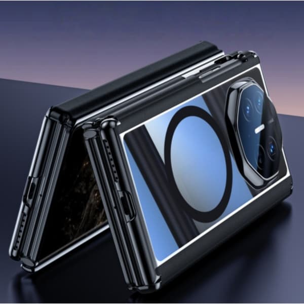 Black Magnetic Phone Case Compatible with Huawei Mate XTs with Clear Glass Back