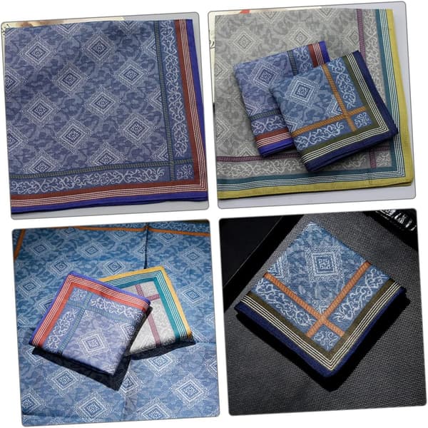 Bomuldslommetørklæder til mænd, tykke jacquard, bløde, absorberende lommetørklæder, tilfældige farver, passende