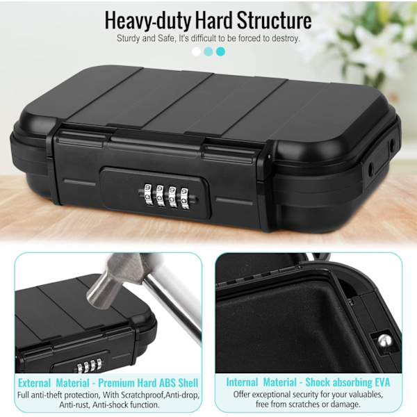 Portable waterproof safe with code and wire