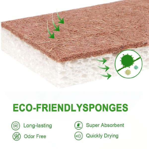 Natural Kitchen Sponge, 24-pack, Double-Sided Kitchen Sponge for Dishwashing, Non-Stick Pans, and for Cleaning Kitchen and Bathroom