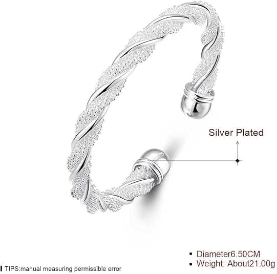 Armbånd i rustfrit stål, enkelt og åbent armbånd til kvinder og piger sølv silver