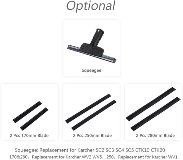 Replacement Window Cleaner Blades for Window Vacuum Cleaner 2 Pcs 280mm Rubber Squeegee Accessory Spare Part for Karcher WV2 WV5