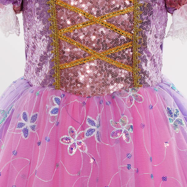 Flickor Rapunzel Prinsessklänning med Tillbehör Prinsessdräkt
