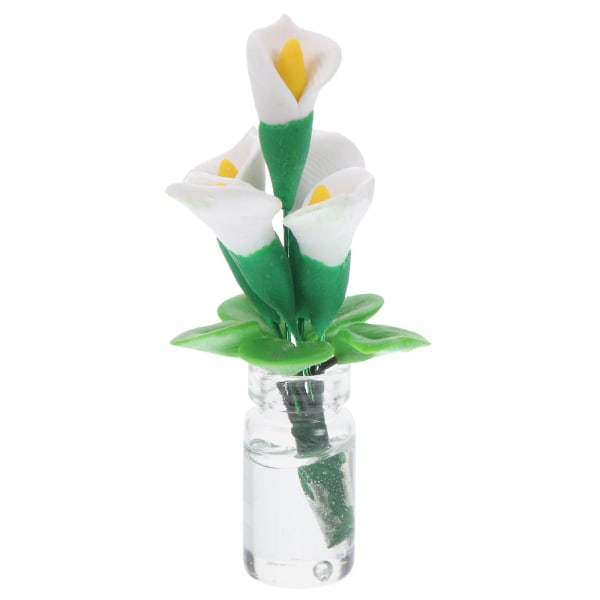 Dockhusväxter Miniatyr Glasflaska Bonsai Blommor Mini Krukväxtmodell Liten Prydnad Vit5 White 5X1.1CM