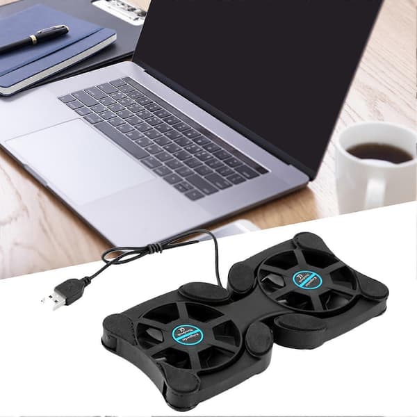 Bærbar foldbar laptop-køleplade med blæksprutteform, dobbelte USB-blæsere, kølebase