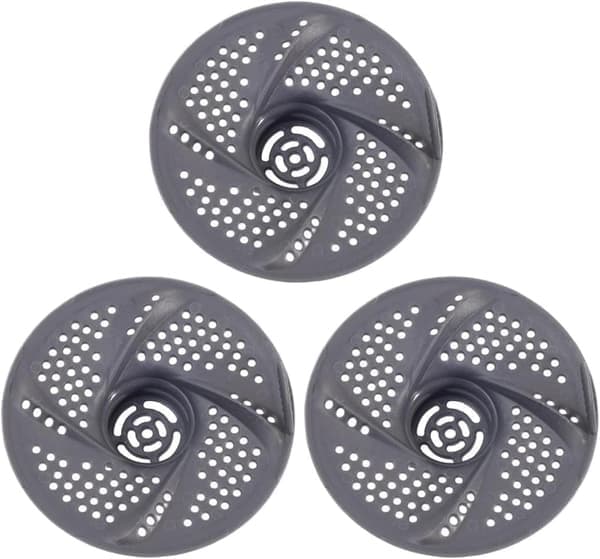 Anti-Clog Drain Protector - Rotating Mesh Strainer - Perforated Hair Catcher - Kitchen, Bathroom & Shower Filter (Grey, 3-pack)(Ho)