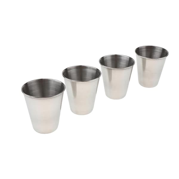 4 stk. rustfri stålkopper til børn og voksne, stabelbare, lette at bære, 70 ml