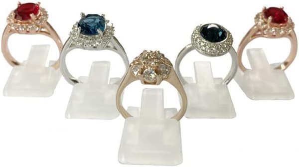 Ringhållare 10 stycken plast singelfingerringstativ smyckesdisplayhållare litet ringpresentationsstativ klart - Klar