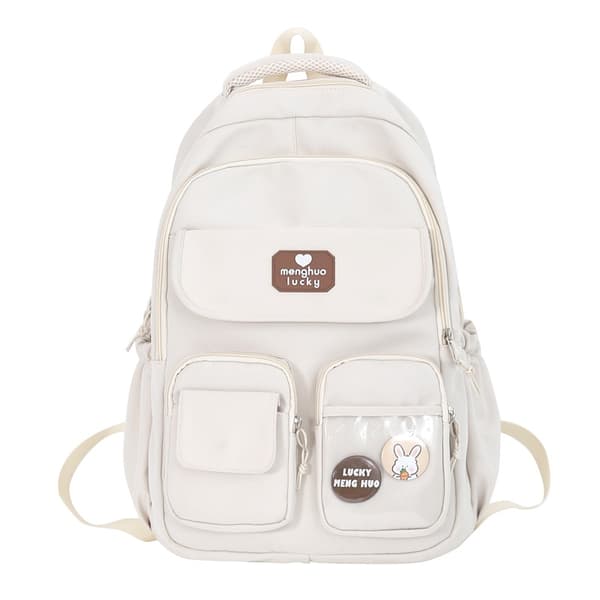 Large Shoulder Bag with Wide Strap - White