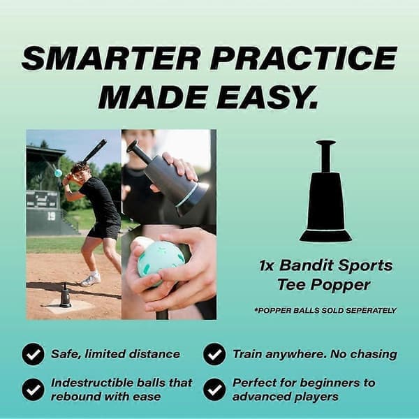 Tee Popper, Nylon Strength, Baseball Training for Hitting Without a Pitcher 1 Popper Ball Included [Ho]