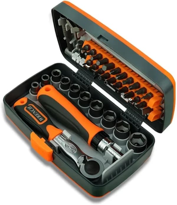 Professional Tools for Quick Motorcycle and Bicycle Maintenance: 38-Piece Easy-to-Use Ratchet Wrench with Multifunctional Screwdriver