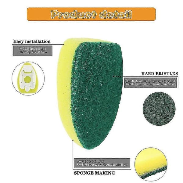 Heavy Duty Dish Scrubber with Handle, Dish Brush with Handle, Non-Scratch and Reusable Sink Scrubber (9 Pcs)