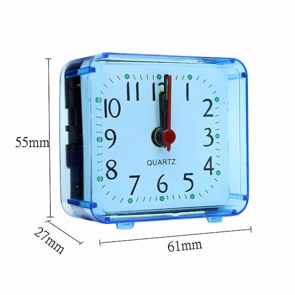 Travel Student Mini Alarm Clock Night Light Bedside Battery Loud Quartz Blue blue