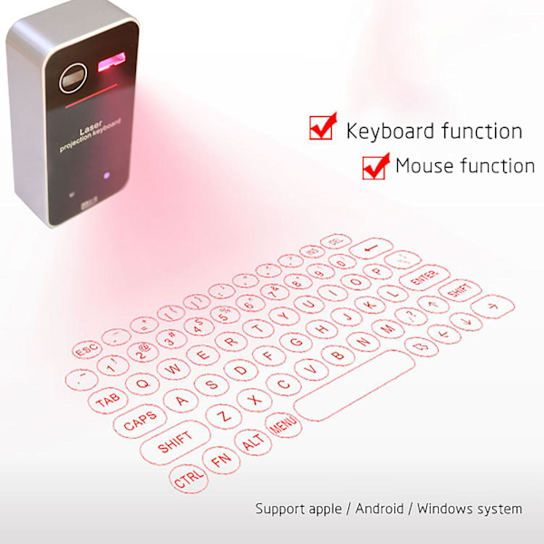 Laserprojektor för tangentbord, virtuellt trådlöst Bluetooth-bärbart projektionstangentbord för smartphone PC