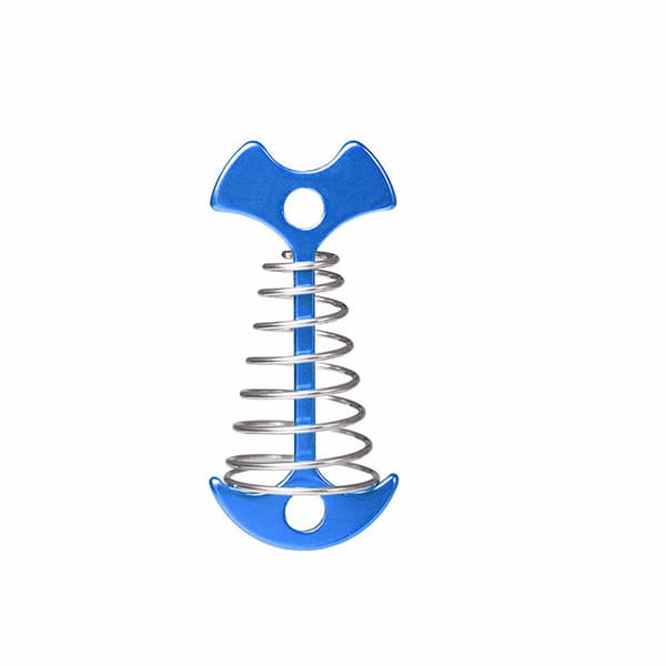 Extended Spring Herringbone Ground Nail Outdoor Camping Tent Canopy Windproof Rope Fixed Buckle Plank Umbrella Ground Nail-Blue