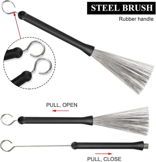 Classic Drum Set, 4 Pairs Maple Drum Sticks, Wire Brush and Rod Drumsticks with Storage Bag