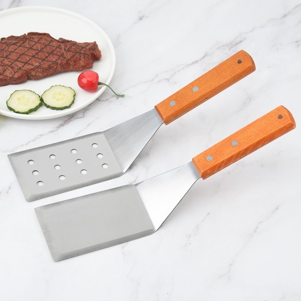 Metallisk Spatelsett - Griddle Lang Spatel - Teppanyaki Spatler - Griddle Skrape og Pannekake-Vender eller Hamburger-Vender - Rustfritt