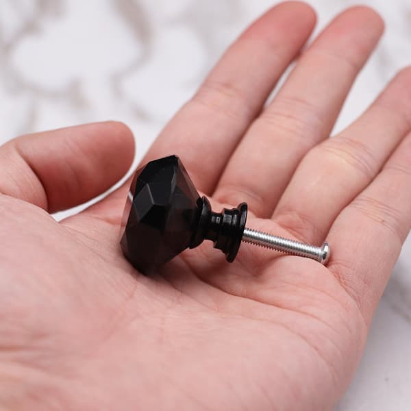 10-pack Knobs for Drawers, Diamond Shaped Crystal Glass (30 mm, Black)