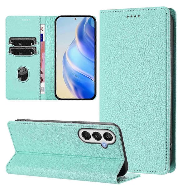 Galaxy A16 4G/5G Plånboksfodral med RFID-blockering & Läderfodral med Litchi-textur [DB] Multicolor Mint Green Multicolor Mint Green