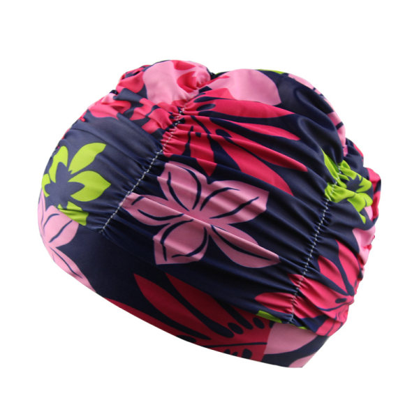 Erittäin suuri cap punoille ja cap naisille pitkät hiukset punokset Paksut kiharat hiukset vedenpitävät silikoni-uimahatut Keep Tibetan Blue Colorful Flower 1pcs