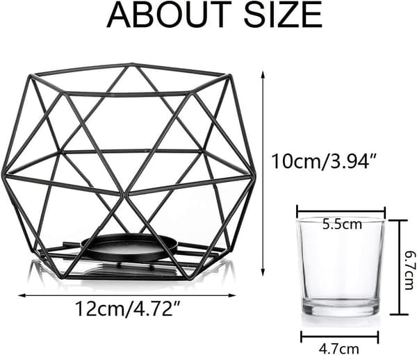 Svart telysholder - sett med 6 geometriske lysestaker