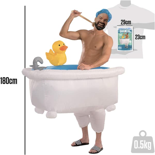 Inflatable Bathtub Costume | Original Costume | Premium Quality | Adult Size | Polyester | Comfortable | Durable | Includes Inflation System |