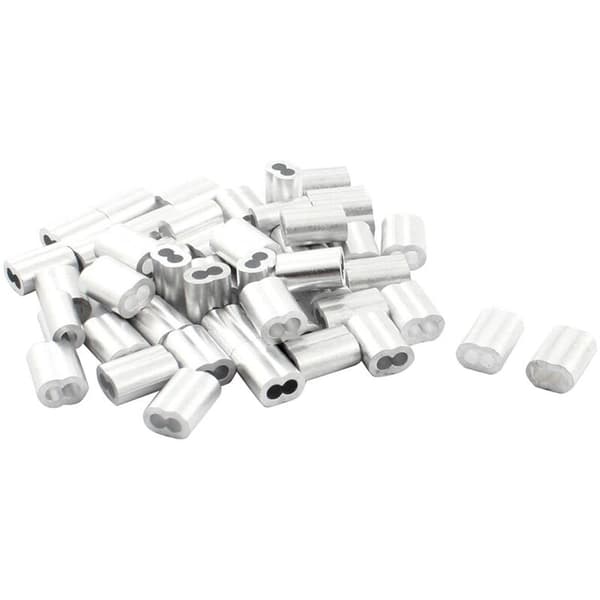 100 stk. aluminiumskrympehylser til kabel og kabeldiameter på 3 millimeter