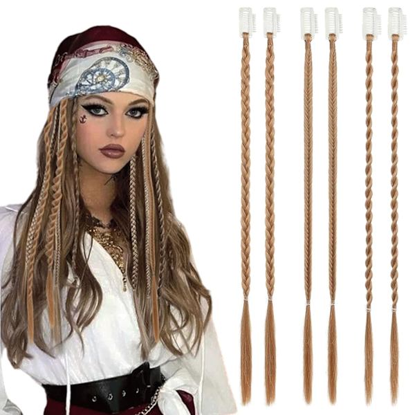 6PCS Flätade Hårförlängningar med Klämma 6PCS Blonde