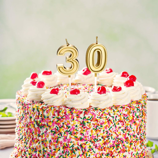 30. syntymäpäiväkynttilät kakkuun Numerokynttilät Kakkukyntilät Hyvää syntymäpäivää Vuosipäivä Hääjuhlat Juhlatarvikkeet (Kulta)