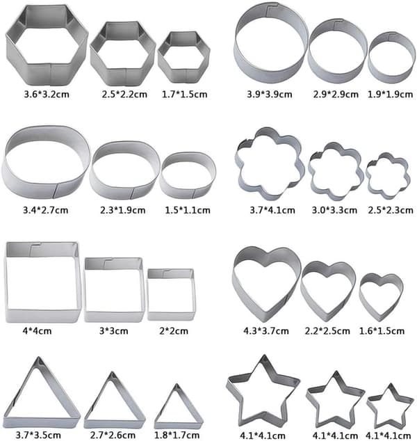 24 Geometriske Kakeformer Laget av Rustfritt Stål