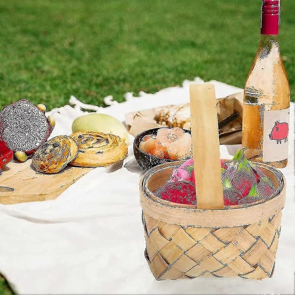 Quick Arrival Mini Woven Basket with Handle Bridesmaid Basket 4pcs Flower Candy Chocolate Gift Box Wedding Party Gift
