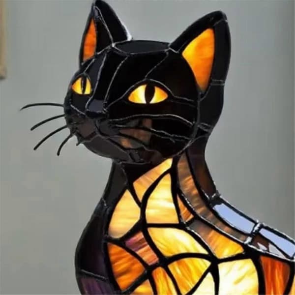 Malede Glas Katte Lampe Katte Malede Harpiks 3D Sød [DB]