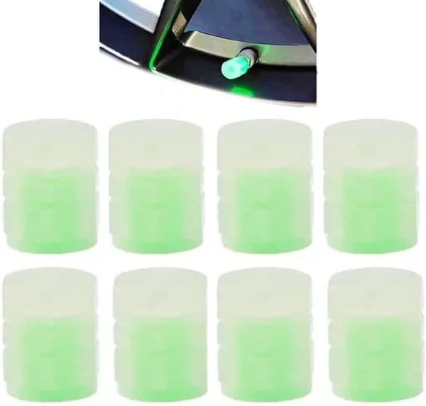 Fluorescerande bildäckslock 8-pack läckagesäkra ventillock som lyser i mörkret däckskydd -