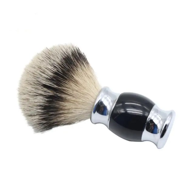 Silvertip grevling barberbørste – imitert hornhåndtak med krombase, lange loft tette børster – barberbørste for menn