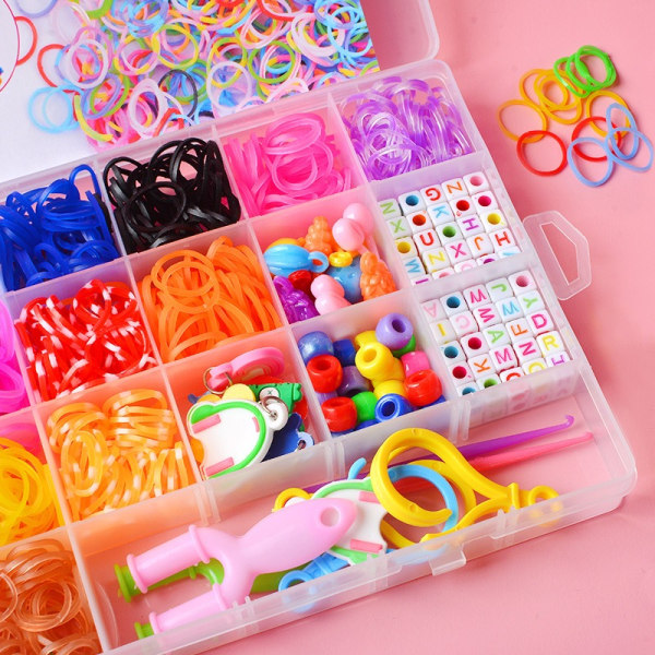 Gummibåndarmbåndsett, vevarmbåndsfremstillingssett for barn Veving DIY Crafting Gave Vevd Armbåndsbokssett