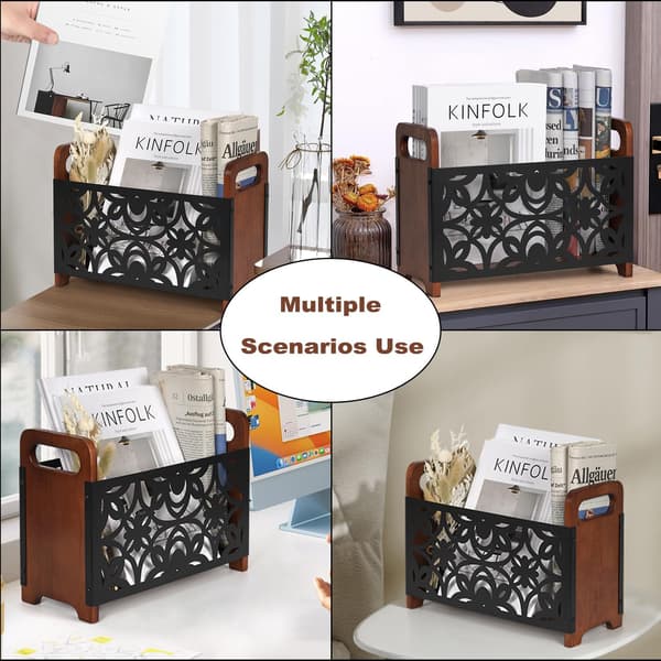 Magazine rack, freestanding magazine rack, display stand/storage basket for newspapers and documents
