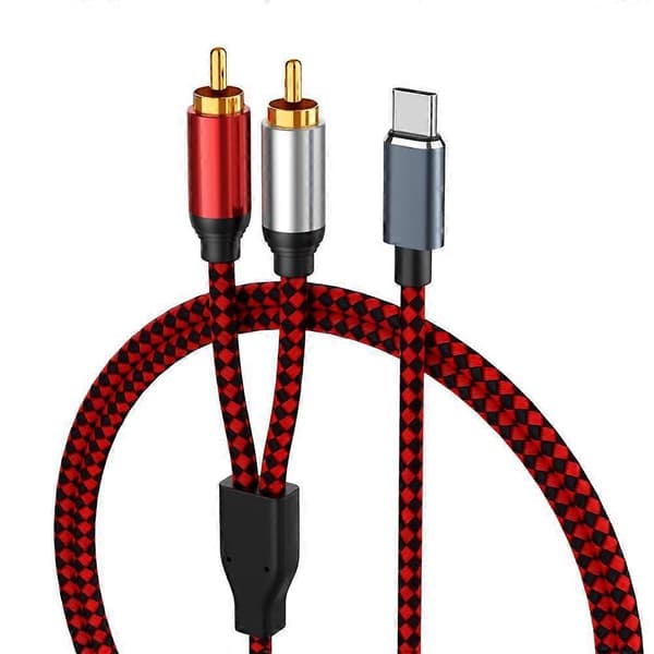 1,5 m USB Type-C til 2 RCA hann lydkabel tilkoblingsledning for mobiltelefon nettbrett til