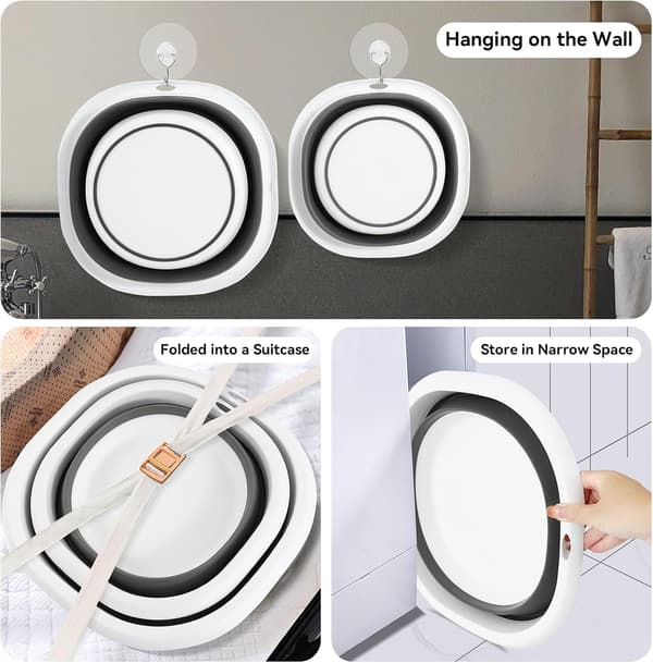 Foldable Basin, Retractable Basin Multifunctional Foldable Basin in Healthy and Odorless Silicone, Foldable Round